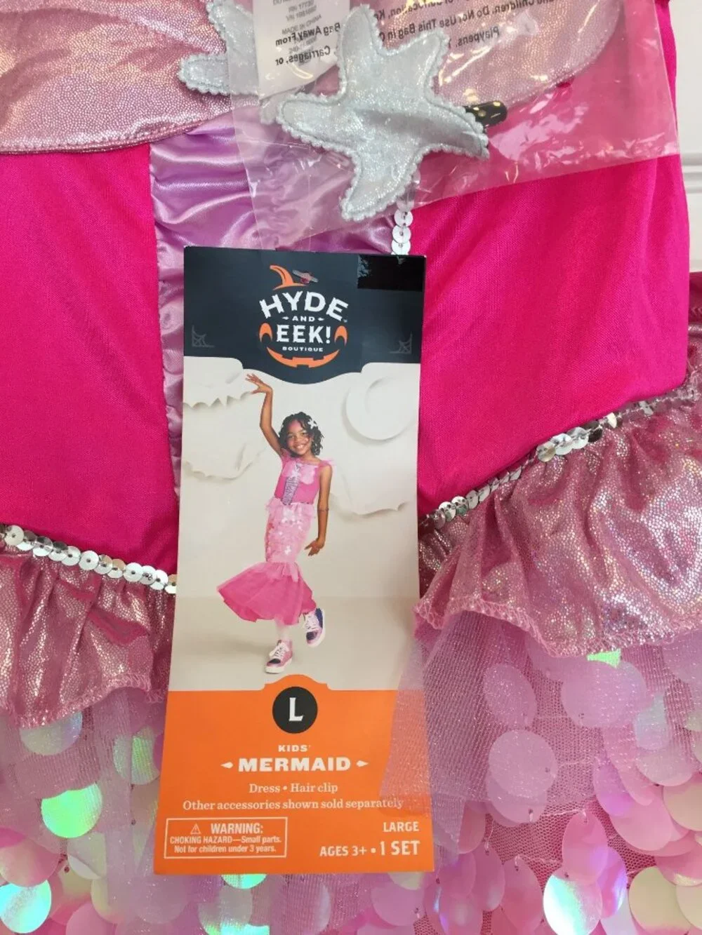 Hyde & EEK! Kids Large 10-12 Pink Mermaid Dress Hair Clip Sequined